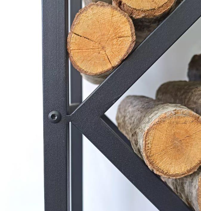 Modern Log Rack Sleek Metal Log Rack for Fireplace, Geometric Firewood Rack, Modern ...