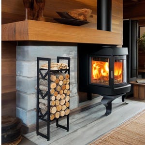 Firewood Rack, Modern Firewood Storage, Log Stand, Log Holder, Fireplace Accessory, Metal Firewood Organizer, Farmhouse Decor