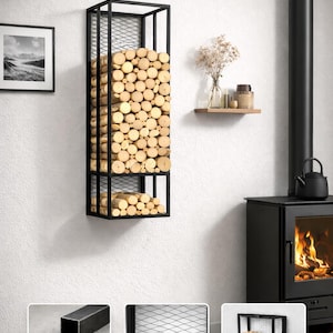 Wall-Mounted Metal Firewood Rack: Indoor Wood Storage Solution