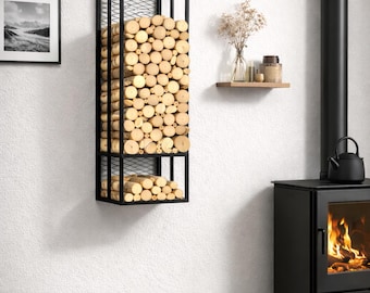 Leñero metálico de pared: solución para almacenar leña en interiores