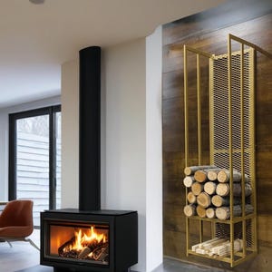 Firewood Rack, Modern Firewood Storage, Log Stand, Log Holder, Fireplace Accessory, Metal Firewood Organizer, Farmhouse Decor