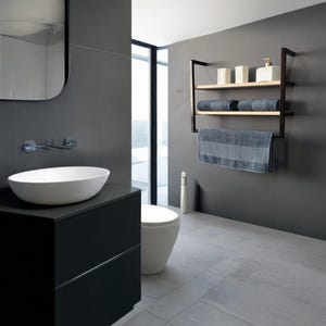 Elegant metalen handdoekenrek aan de muur, opberger badkamer, industrieel 20 x 20 mm roestvrij geverfd profiel ijzeren handdoekenrek, badkamerdecor