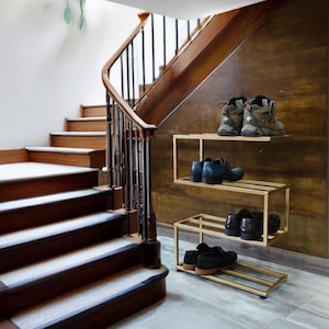 Metal Shoe Rack, Hallway Organizing, Loft Style Shelving, Metal Shoe Rack, Floor Shoe Rack, Shoes Organizing Area, Industrial Shoes Rack