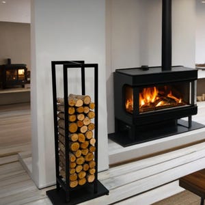 Slim Vertical Firewood Stand, Space-Saving Log Rack for Home and Patio, Vertical Firewood Storage Rack, Sleek and Stylish Firewood Rack