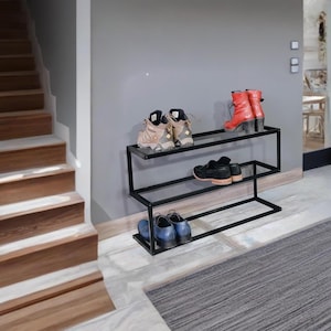 Metal Shoe Rack, Floor Shoe Holder, Multi-Tier Floor Shoes and Slippers Organizer, Modern Hallway Shoe Storage, Minimalist Hallway Shelving