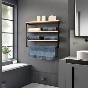 Elegant metalen handdoekenrek aan de muur, opberger badkamer, industrieel 20 x 20 mm roestvrij geverfd profiel ijzeren handdoekenrek, badkamerdecor