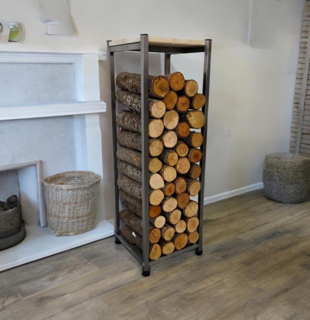Log Rack Tower Minimalist Vertical Firewood Rack: Modern Indoor Log Storage - Etsy