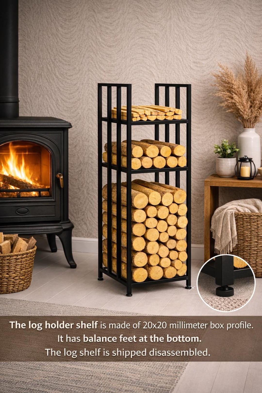 Log Rack Tower Slim Vertical Firewood Rack, Space-saving Log Storage - Etsy