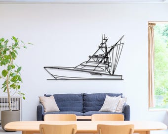 Viking 70 Convertible Boat Metal Wall Art, Lake House Decor