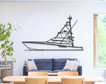 Viking 62 Boat Metal Wall Art, Lake House Decor