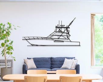 Viking 48 Boat Metal Wall Art, Lake House Decor
