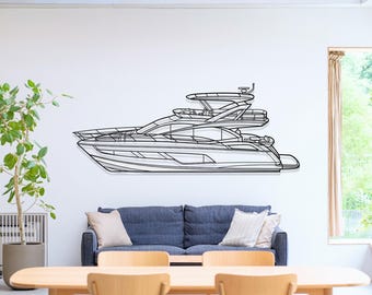 Sunseeker Manhattan 68 Yacht Metal Wall Art, Steel Sailing Ship Decor, Yacht Club Gift