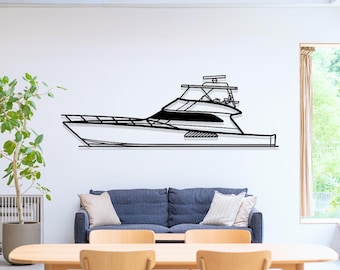Viking 60 Boat Metal Wall Art, Laser Cut Yacht Decor