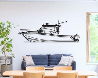 Boston Whaler 325 Conquest Boat Metal Wall Art, Luxury Boat Art, Boat Wall Decor, Sailing Ship Art, Lake House Wall Art, Fishing Boat Decor