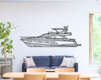 Sunseeker Predator 75 Yacht Metal Wall Art, Luxury Yacht Decor, Steel Nautical Decor