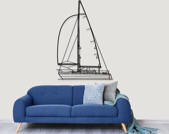 J Boats J30 Sailboat Metal Wall Art, Sailboat Metal Art, Sailboat Wall Decor, Sailing Ship Art, Sailing Yacht Art,Ocean Wall Art,Sailor Gift