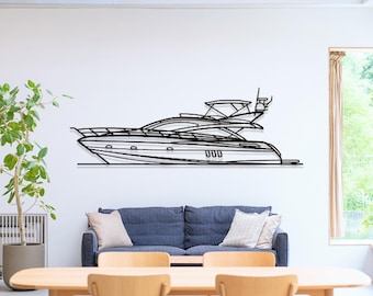 Sunseeker Manhattan 52 Boat Metal Wall Art, Lake House Decor