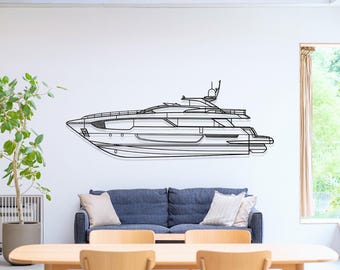 Riva Flybridge 102 Corsaro Metal Yacht Wall Art, Steel Nautical Decor