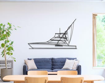Viking 52' Boat Metal Wall Art, Lake House Decor