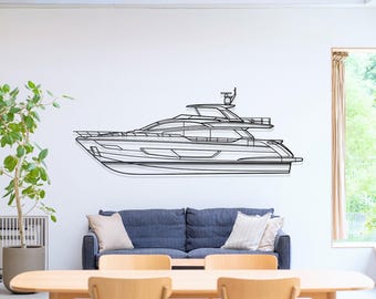 Riva Sportfly 88 Yacht Metal Wall Art, Steel Sailing Ship Decor, Yacht Club Gift