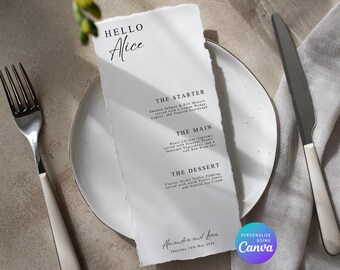 Modello di menu di nozze minimalista: menu di cena semplice (download digitale)