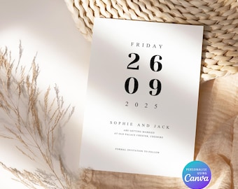 Modello moderno per Save the Date: invito elettronico minimalista (download digitale)