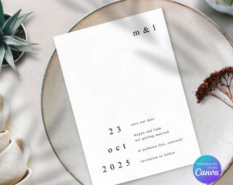 Modello moderno e minimalista per Save the Date: invito digitale modificabile (download immediato)
