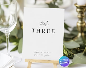 Modello elegante per il numero del tavolo del matrimonio: semplice e personalizzato (download digitale)