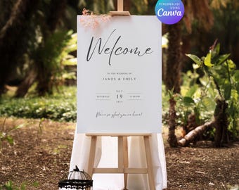 Modello moderno per cartello di benvenuto per matrimonio: design Aurra modificabile (download immediato)