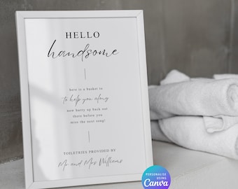 Modello moderno per cartello con cesto da bagno per matrimonio (download immediato)
