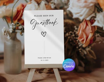 Libro degli ospiti personalizzato per matrimonio: elegante decorazione fai da te (download digitale)