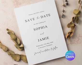 Modello elegante per Save the Date: semplice invito di nozze (download digitale)