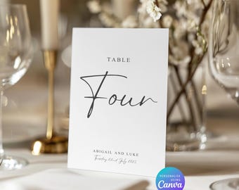 Numeri dei tavoli per matrimoni moderni: modello modificabile (download digitale)