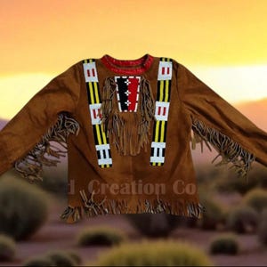 Handmade Cowhide Suede Fringe Shirt: Native-Inspired Beaded War Shirt