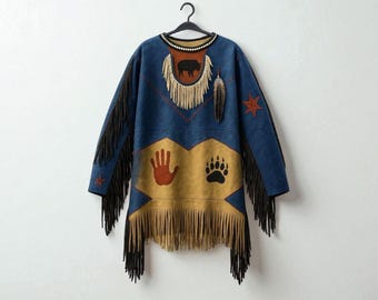 Sioux Style Suede Leather Jacket: Western Fringed War Shirt