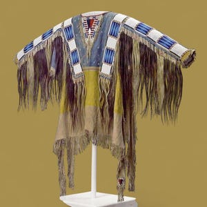 Native-Inspired Buffalo Hide War Shirt – Handmade Beaded Powwow Regalia, Traditional Mountain Man Shirt, Powwow Outfit