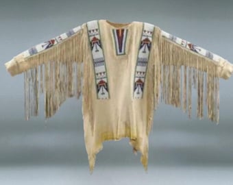 Handgefertigtes Wildleder Fransen Hemd – Beaded Powwow Regalia