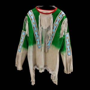 Native-Inspired Buffalo Hide War Shirt – Handmade Beaded Powwow Regalia, Traditional Mountain Man Shirt, Powwow Outfit
