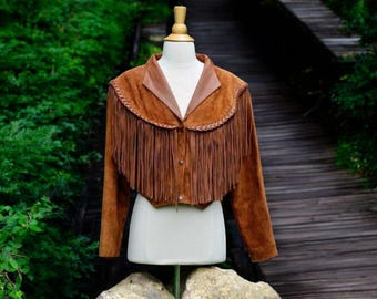 Handmade Suede Fringe Jacket: Western Cowgirl Boho Style