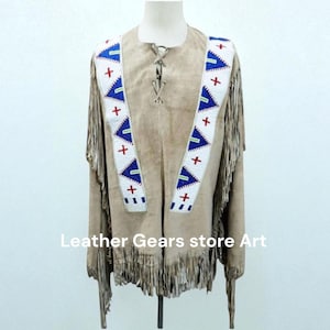 Handmade Beaded Buffalo Hide War Shirt: Powwow Regalia