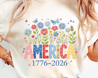 Faux Patchwork 250th Anniversary America Shirt, Comfort Colors Patriotic 4th of July USA T-Shirt, Independence Day Tee
