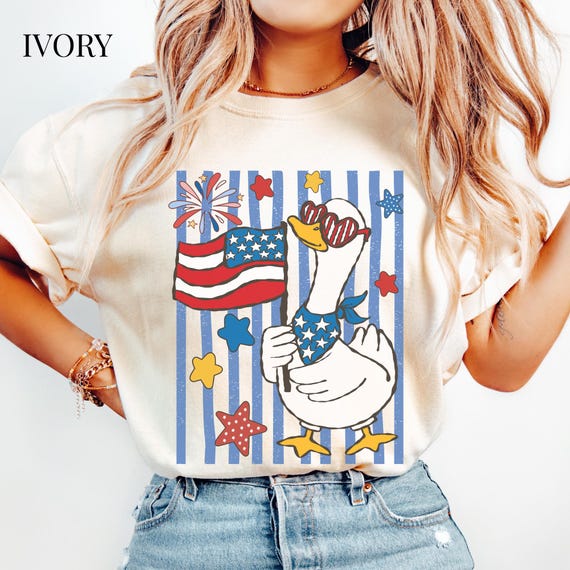 Patriotic Goose Shirt, Comfort Colors Funny Goose Tshirt, American Flag Tee, 4th July Gifts, Red White and Blue