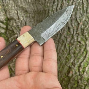 custom damascus steel hunting skinning knife wood & camel bone handle / gifts for any occasions Gift for her/him
