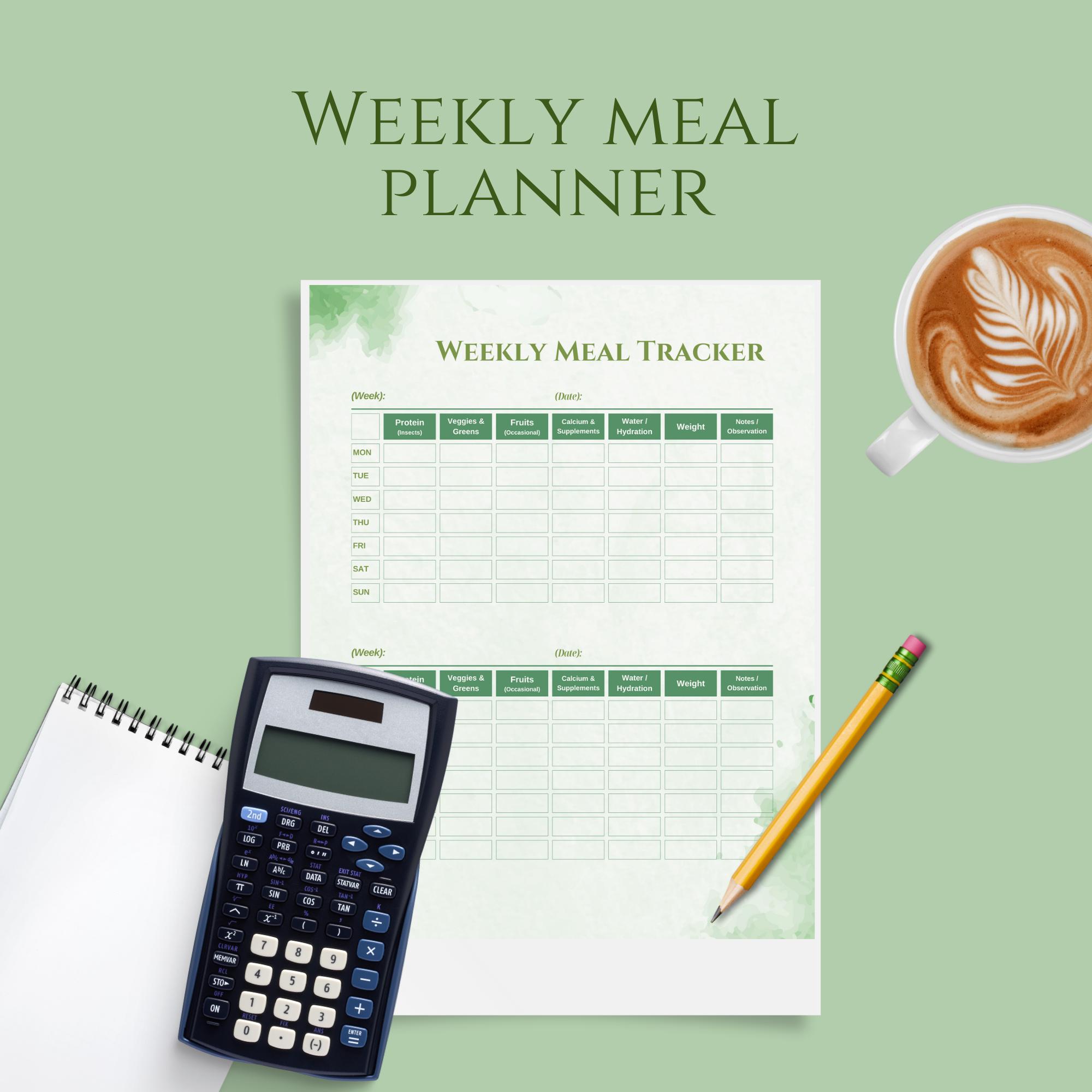 Bearded Dragon Meal Planner | Reptile Feeding Tracker | Daily & Weekly ... - Bearded Dragon And Snake Nutrition And Feeding Schedule Template
