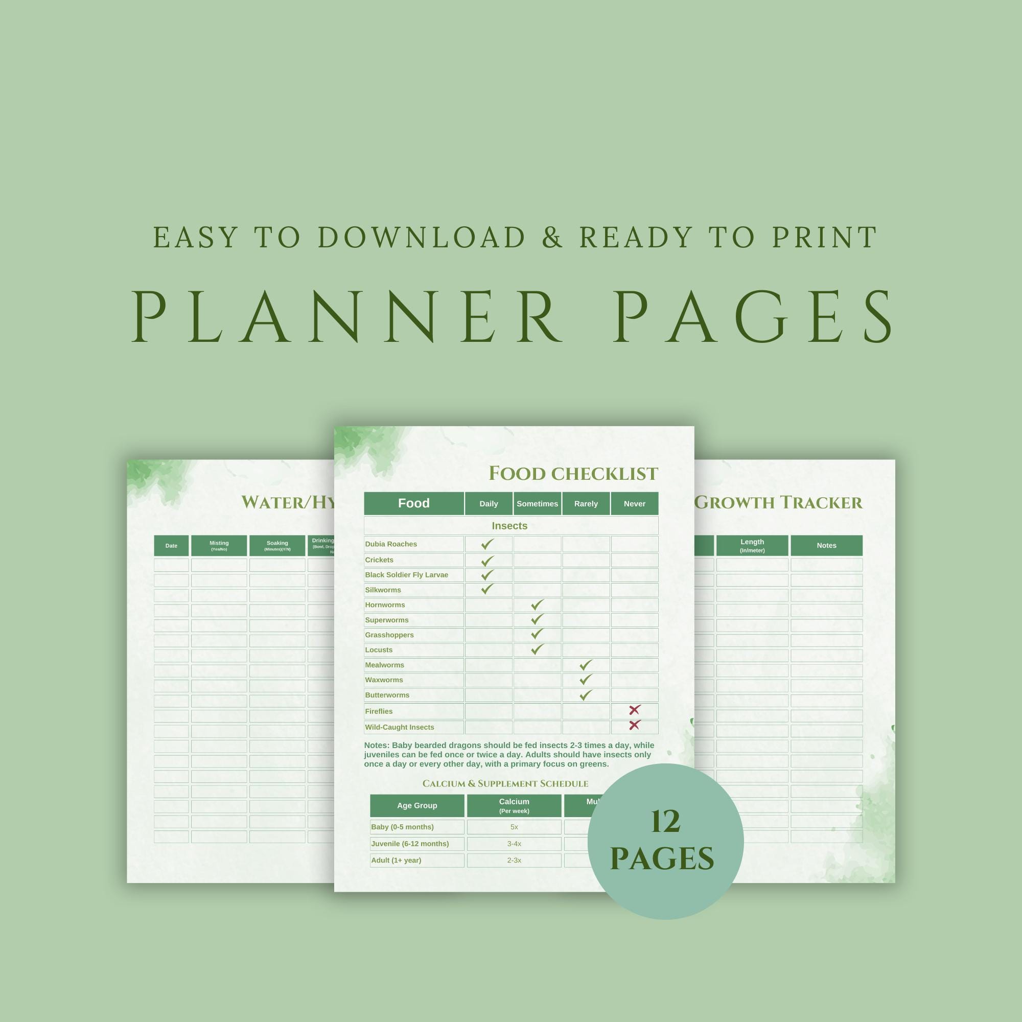 View of Bearded Dragon Meal Planner | Reptile Feeding Tracker | Daily & Weekly ...