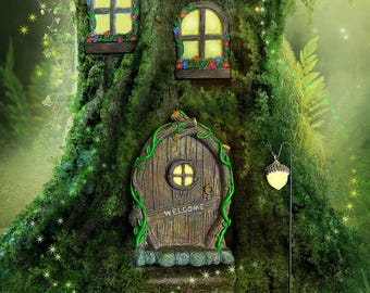 Glow-in-the-Dark Fairy Door Set: Handcrafted Magical Garden Decor