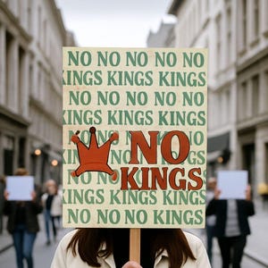 NO KINGS - Print at Home Sign - High Resolution PNG + 2x2 Letter, 3x3 Letter Tiled Version, Instant Digital Download, Poster