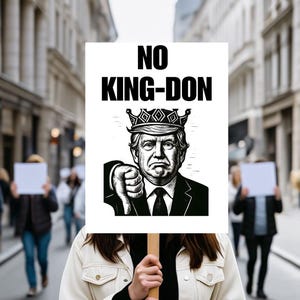 NO KINGS Protest Poster – Print at Home – No King-Don, High Resolution png, 2x2 & 3x3 Print-at-Home DIY Large Poster