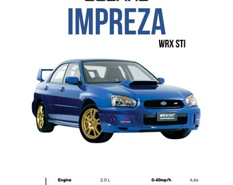 Subaru Impreza WRX STI Minimalist Car Poster - Etsy