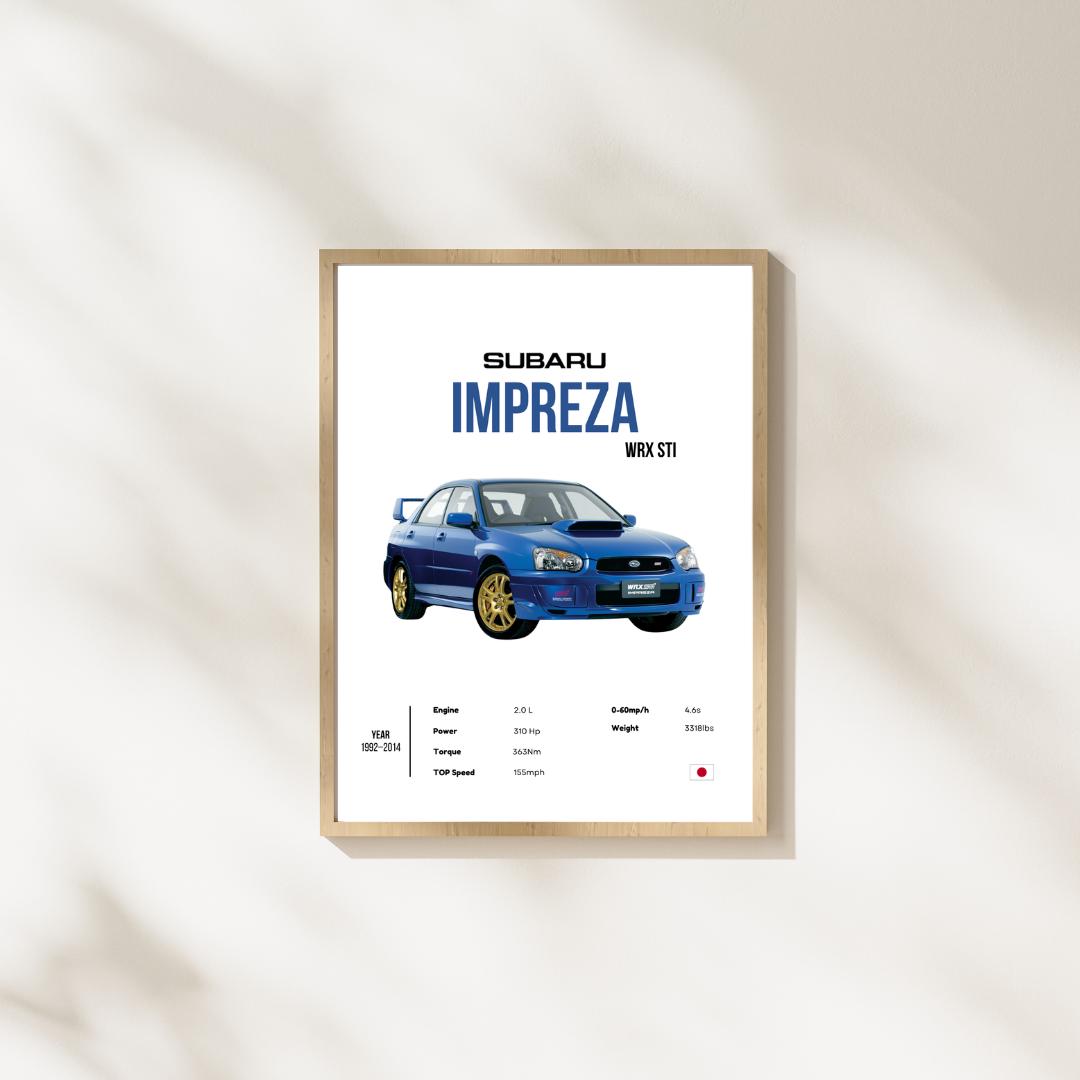 Subaru Impreza WRX STI Minimalist Car Poster - Etsy
